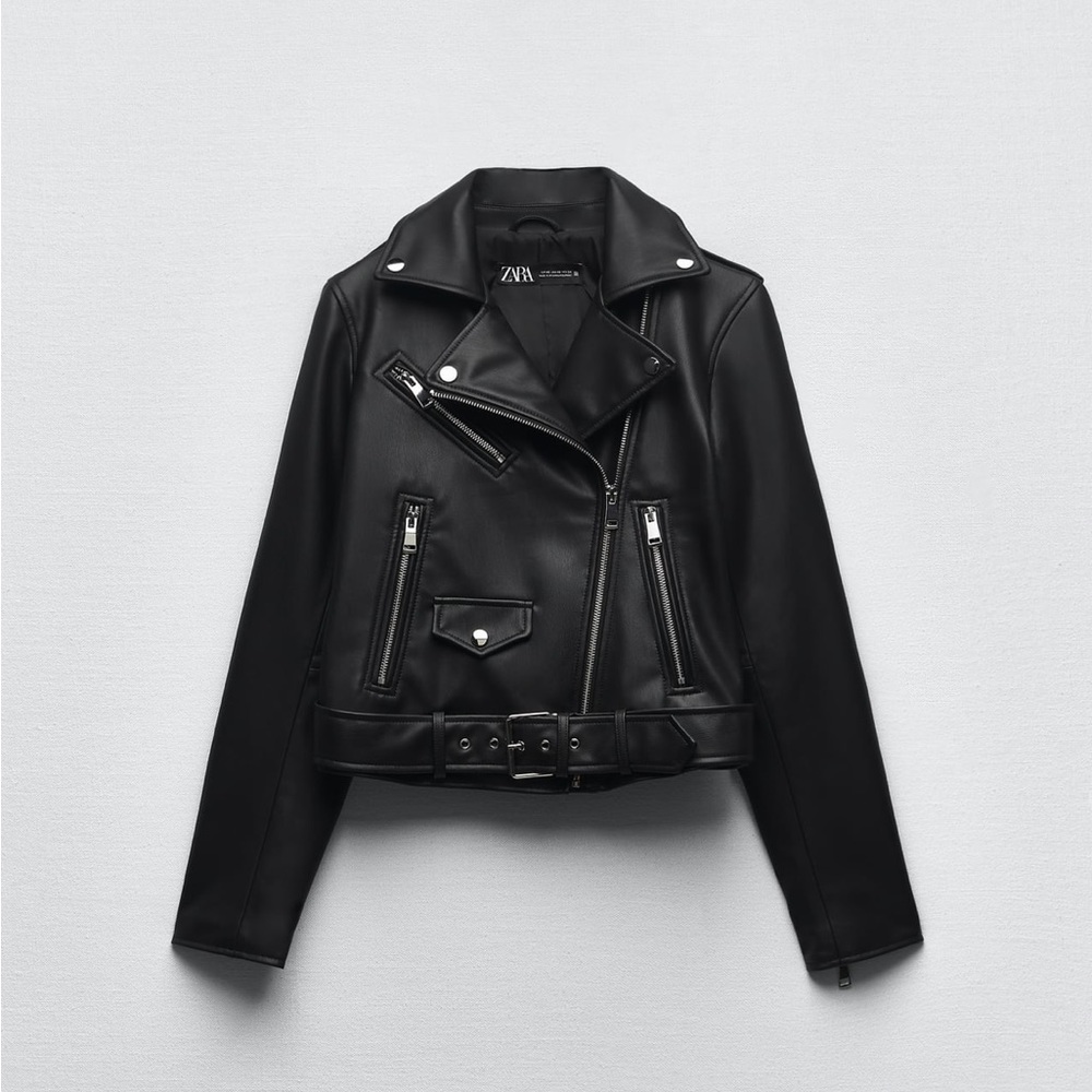 Zara Faux Leather Biker Leather Jacket